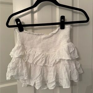 White Ruffled Mini Skirt